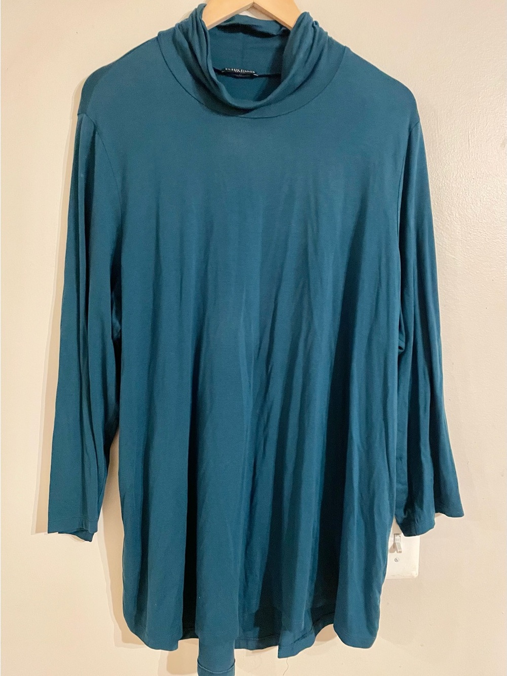Eileen Fisher Turtleneck Tunic Top/Dress Long Sleeve Size 1X Teal- EUC